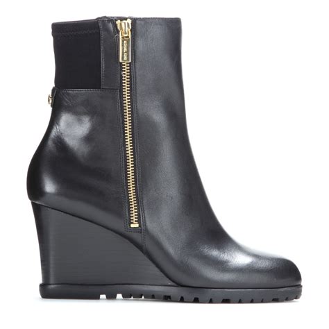 aileen leather boot michael kors|Michael Kors Aileen Black Leather Ankle Wedge Boots Size 9 M .